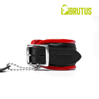 Brutus - Enkelboeien - Zwart Rode Leren Afsluitbare Enkelboeien - Leather Ankle Restraints Black Red