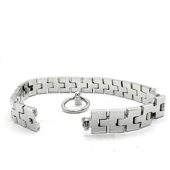 Black Label - Stainless Watch Link Collar met Gem Lock Silver