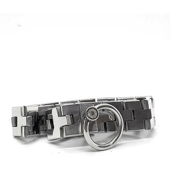 Black Label - Stainless Watch Link Collar met Gem Lock Silver