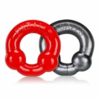 Oxballs - Ultraballs Cockring - 2 stuks - Cockring - Staal &amp; Rood