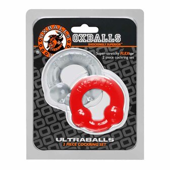 Oxballs - Ultraballs Cockring - 2 stuks - Cockring - Staal &amp; Rood