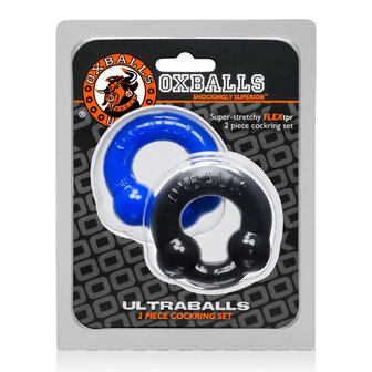 Oxballs - Ultraballs Cockring - 2 stuks - Cockring - Zwart &amp; Blauw