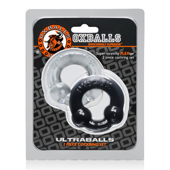 Oxballs - Ultraballs Cockring - 2 stuks - Cockring - Zwart &amp; Transparant