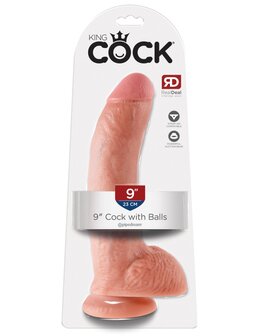 Pipedream - King Cock - Dildo met Balzak - 23 cm - Lichte Huidskleur