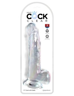 Pipedream - King Cock - Dildo met Balzak - 23 cm - Transparant