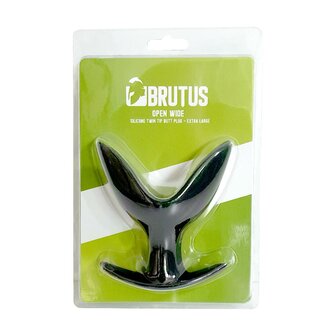 Brutus -  Open Wide - Anker Buttplug - Silicone Twin Tip Butt Plug - Zwart - Maat XL