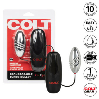 Colt - Oplaadbare Turbo Bullet - Vibrerend Eitje - Zilver