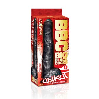 Massive - Big Black Cocks - Unkut - Onbesneden Dildo - PVC - 35 x 6,5 cm