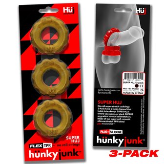 H&uuml;nkyjunk - Super Huj - 3 stuks - Cockrings Bronze Metallic