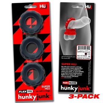 H&uuml;nkyjunk - Super Huj - 3 stuks - Cockrings Tar Ice