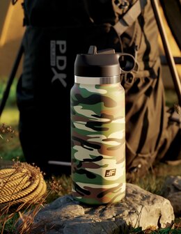 Pipedream - PDX Plus Fap Flask - Happy Camper Discreet Stroker- Frosted/Camouflage