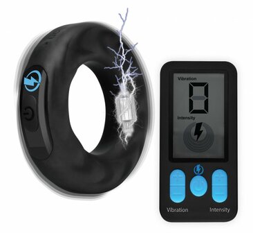 Zeus - E-Stim Pro Siliconen Electrosex Vibrerende Cockring Met Afstandsbediening