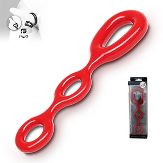 Sport Fucker - 3 Way - Cockring, Ballstretcher en Ass Lock - Rood