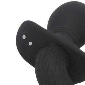 Titus - Siliconen Vibrerende en Kwispelende Puppy Tail Buttplug - Zwart - Maat S