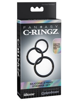 Pipedream - Fantasy C-Ringz - Siliconen 3-Ring Stamina Set- Zwart