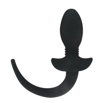 Titus - Siliconen Vibrerende en Kwispelende Puppy Tail Buttplug - Zwart - Maat L