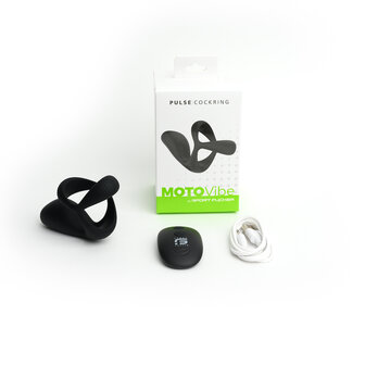 MOTOVibe - Pulse - Vibrerende Cockring met Ball Stretcher en Tickler - Zwart