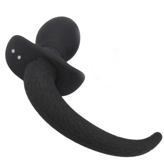 Titus - Siliconen Vibrerende en Kwispelende Puppy Tail Buttplug - Zwart - Maat L