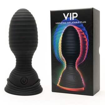 The VIP - Vibrerende Opblaasbare Buttplug - Zwart