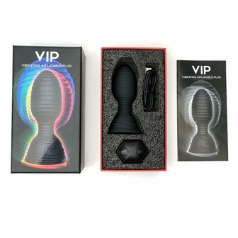 The VIP - Vibrerende Opblaasbare Buttplug - Zwart