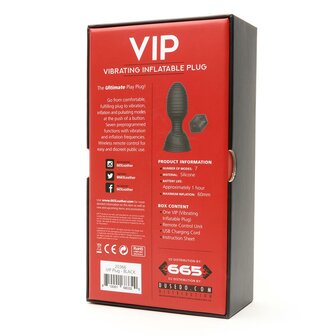 The VIP - Vibrerende Opblaasbare Buttplug - Zwart