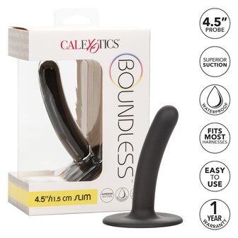 Calexotics - Boundless Slim - Dunne Strap-on Anaal Plug met Zuignap - Siliconen - 11,5 cm - Zwart