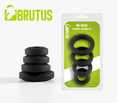 Brutus - Big Bulge - Siliconen Cockring Set met 4 verschillende maten - HyperSoft Silicone Cockring Set