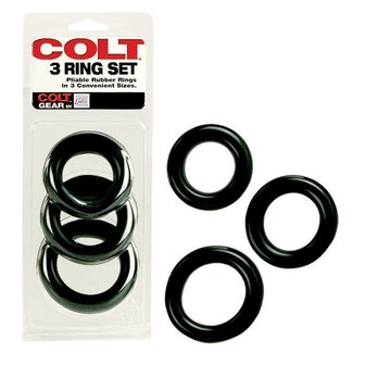 Colt - Rekbare Rubberen Cockringen Set - 3 stuks - Zwart