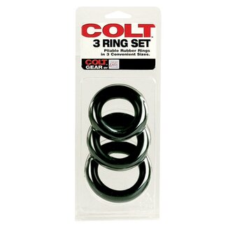 Colt - Rekbare Rubberen Cockringen Set - 3 stuks - Zwart