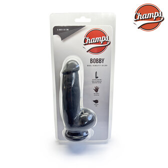 Champs - Bobby Dual Density Dildo - 15 cm - Zwart