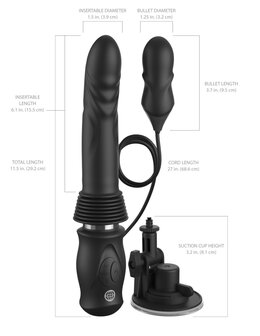 Pipedream - Fetish Fantasy - Ultimate Silicone Thruster - Stotende Vibrator met Handvat - Zwart