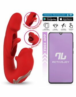 Intoyou - Mouty - Bitting &amp; Flipping Rabbit Vibrator met App - Rood