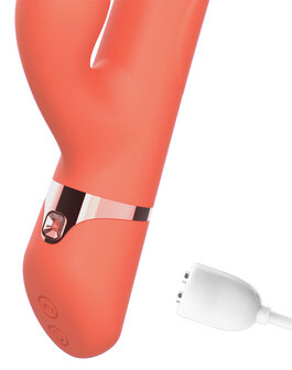 Intoyou - Mindy - Tapping Rabbit Vibrator met Klop-functie en App - Koraal Oranje