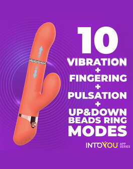 Intoyou - Mindy - Tapping Rabbit Vibrator met Klop-functie en App - Koraal Oranje