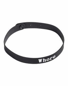 Rimba - Halsband - Collar Met Tekst - WHORE - Siliconen - Zwart