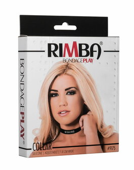 Rimba - Halsband - Collar Met Tekst - WHORE - Siliconen - Zwart