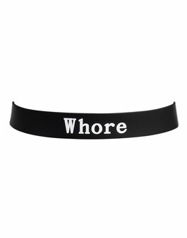 Rimba - Halsband - Collar Met Tekst - WHORE - Siliconen - Zwart