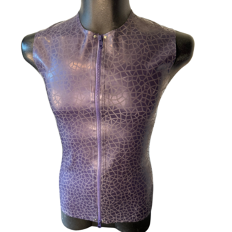 Latex 101  - Latex Herenshirt Mouwloos - Paars met Sahara Print - Maat M