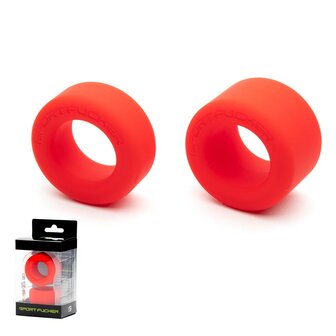 Sport Fucker - Nutt Job Set Van 2 Rekbare Cockringen of Ball Stretchers - Rood