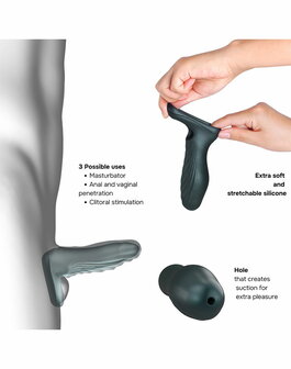 ManWan - Ryzer - Penis Extender en Zachte Masturbatie Sleeve - Dennengrijs