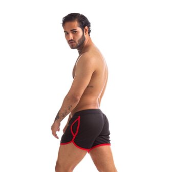 665 - Rally Shorts - Zwart/Rood - Maat L