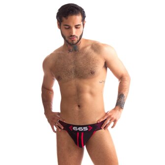 665 - Rally Jockstrap - Zwart/Rood - Maat L