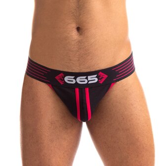 665 - Rally Jockstrap - Zwart/Rood - Maat L