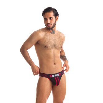 665 - Rally Jockstrap - Zwart/Rood - Maat XL