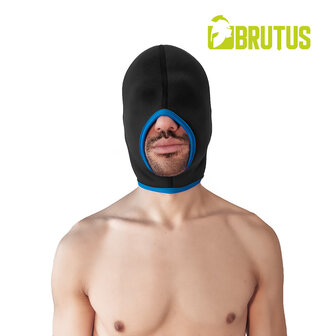 Brutus - Neoprene Blind Face Fucker Hood  - Zonder Oogopeningen - Zwart/Blauw