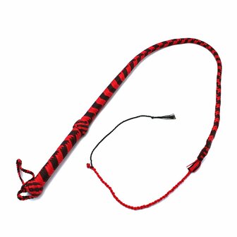 Kiotos - Nylon Bullwhip - Zwart/Rood -  120 cm