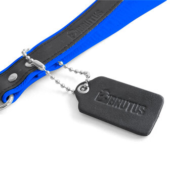 Brutus - Korte Lederen Bondage Leash - Zwart/Blauw