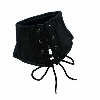 Kiotos - Zwart Lederen Lace-Up Corset Collar