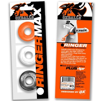 Oxballs - Ringer MAX - Cockring - 3 stuks - Transparant/Metallic/Oranje