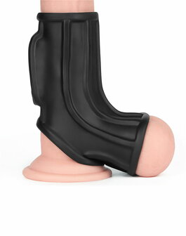 LoveToy - Ridge Knights Ring - Vibrerende Penis en Scrotum Sleeve - &Oslash; 2,8 cm - Zwart